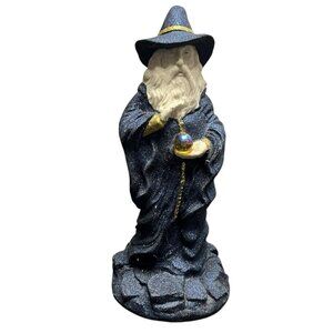 Metallia Wizard Statue Figure Blue Glitter Holding Crystal‎ Ball